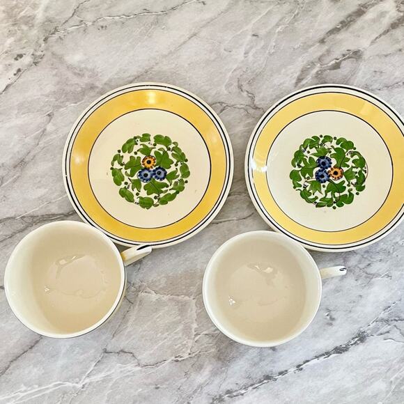 VTG Royal Adams Titian Ware Hand-Painted Cups & Saucers (Set of 2) | Circa 1910 - Picture 3 of 5